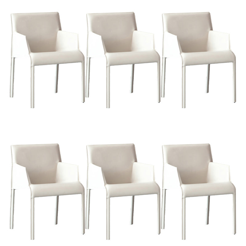 Contemporary Leather Dining Chair Metal Dining Arm Chair for Restaurant Use White 6 Piece Set Clearhalo 'Dining Chairs' 'Dining Tables & Seating' 'dining_chair' 'furn' 'furn_dining_chair' 'Furniture' 'furniture_dining_chair' 'Kitchen & Dining Furniture' 4942064