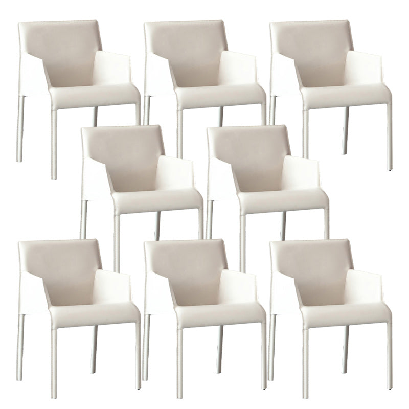 Contemporary Leather Dining Chair Metal Dining Arm Chair for Restaurant Use White 8 Piece Set Clearhalo 'Dining Chairs' 'Dining Tables & Seating' 'dining_chair' 'furn' 'furn_dining_chair' 'Furniture' 'furniture_dining_chair' 'Kitchen & Dining Furniture' 4942066