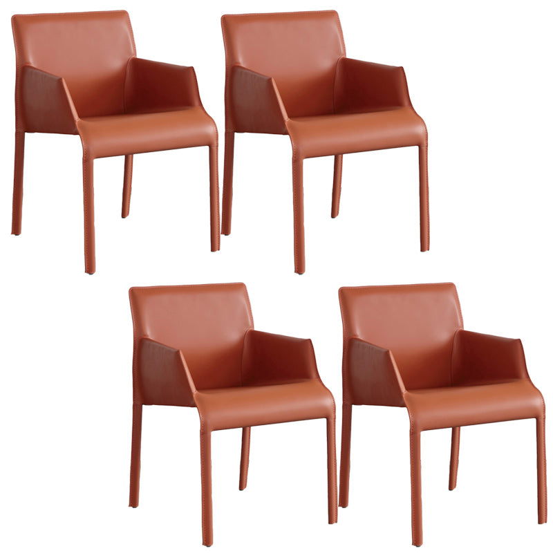 Contemporary Leather Dining Chair Metal Dining Arm Chair for Restaurant Use Orange 4 Piece Set Clearhalo 'Dining Chairs' 'Dining Tables & Seating' 'dining_chair' 'furn' 'furn_dining_chair' 'Furniture' 'furniture_dining_chair' 'Kitchen & Dining Furniture' 4942068