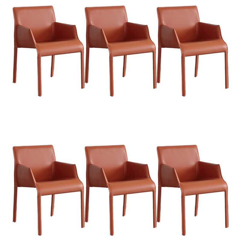 Contemporary Leather Dining Chair Metal Dining Arm Chair for Restaurant Use Orange 6 Piece Set Clearhalo 'Dining Chairs' 'Dining Tables & Seating' 'dining_chair' 'furn' 'furn_dining_chair' 'Furniture' 'furniture_dining_chair' 'Kitchen & Dining Furniture' 4942069