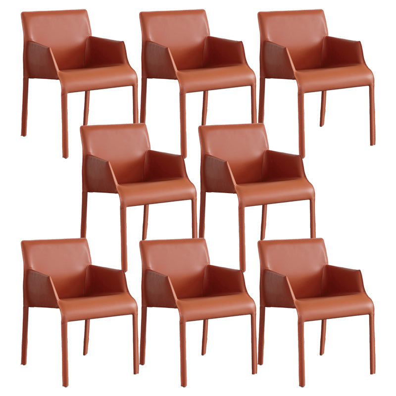 Contemporary Leather Dining Chair Metal Dining Arm Chair for Restaurant Use Orange 8 Piece Set Clearhalo 'Dining Chairs' 'Dining Tables & Seating' 'dining_chair' 'furn' 'furn_dining_chair' 'Furniture' 'furniture_dining_chair' 'Kitchen & Dining Furniture' 4942070