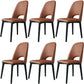 Contemporary Leather Dining Chairs Armless Open Back Chairs with Wood Legs Orange 6 Piece Set Clearhalo 'Dining Chairs' 'Dining Tables & Seating' 'dining_chair' 'furn' 'furn_dining_chair' 'Furniture' 'furniture_dining_chair' 'Kitchen & Dining Furniture' 4942077