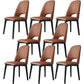 Contemporary Leather Dining Chairs Armless Open Back Chairs with Wood Legs Orange 8 Piece Set Clearhalo 'Dining Chairs' 'Dining Tables & Seating' 'dining_chair' 'furn' 'furn_dining_chair' 'Furniture' 'furniture_dining_chair' 'Kitchen & Dining Furniture' 4942078