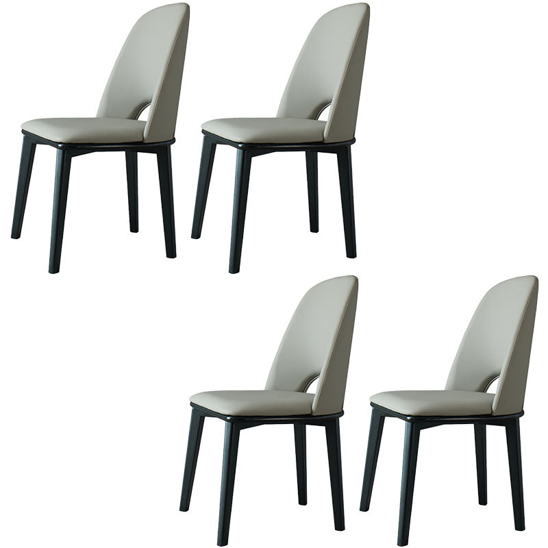 Contemporary Leather Dining Chairs Armless Open Back Chairs with Wood Legs Grey 4 Piece Set Clearhalo 'Dining Chairs' 'Dining Tables & Seating' 'dining_chair' 'furn' 'furn_dining_chair' 'Furniture' 'furniture_dining_chair' 'Kitchen & Dining Furniture' 4942082
