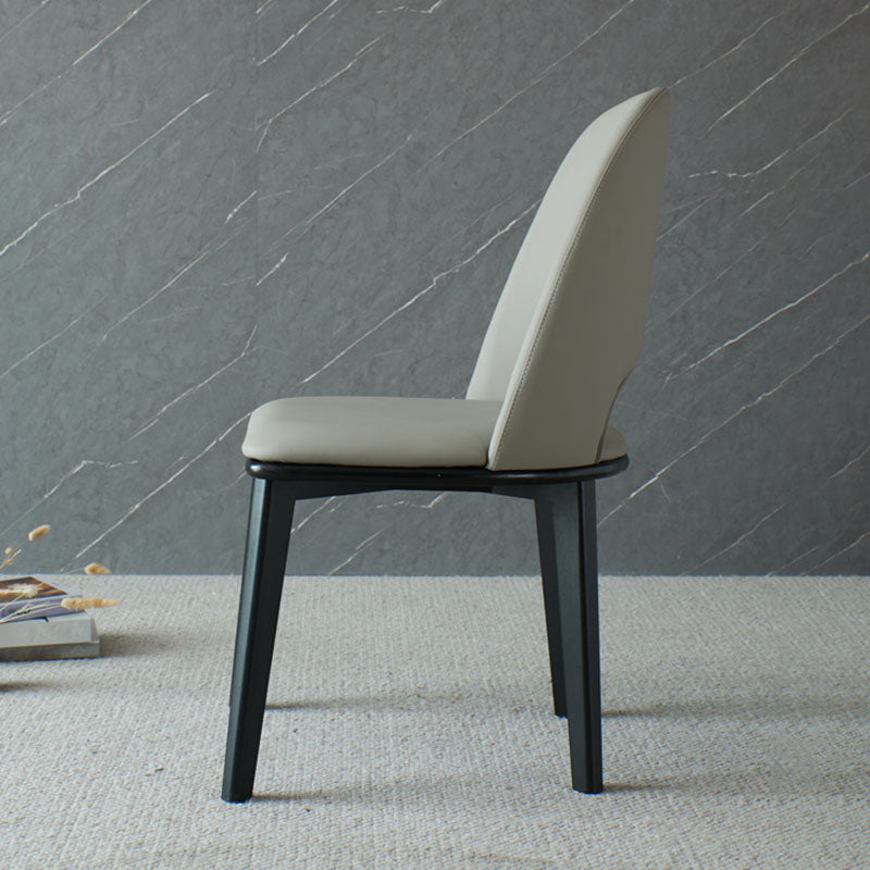 Contemporary Leather Dining Chairs Armless Open Back Chairs with Wood Legs Clearhalo 'Dining Chairs' 'Dining Tables & Seating' 'dining_chair' 'furn' 'furn_dining_chair' 'Furniture' 'furniture_dining_chair' 'Kitchen & Dining Furniture' 4942090