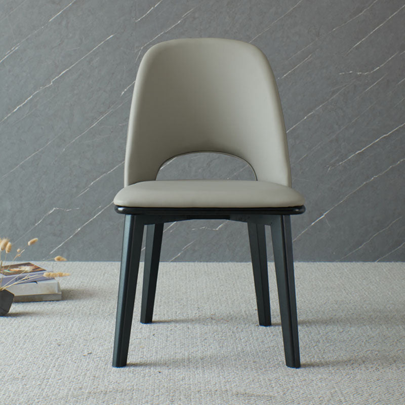 Contemporary Leather Dining Chairs Armless Open Back Chairs with Wood Legs Clearhalo 'Dining Chairs' 'Dining Tables & Seating' 'dining_chair' 'furn' 'furn_dining_chair' 'Furniture' 'furniture_dining_chair' 'Kitchen & Dining Furniture' 4942091