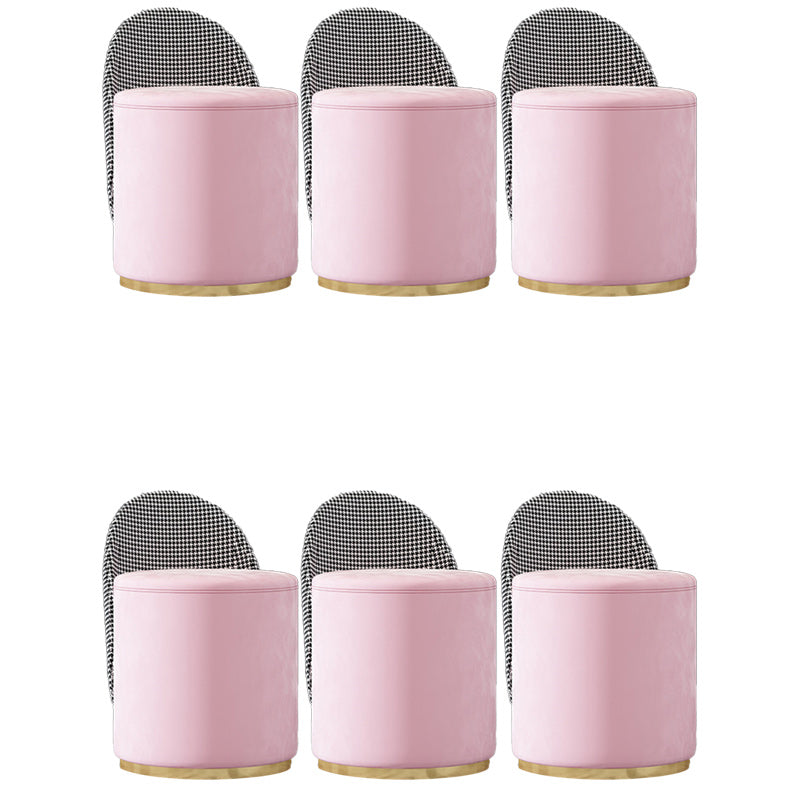 Glam Style Velvet Dining Armless Chair Metal Dining Chairs for Home Use Light Pink 6 Piece Set Clearhalo 'Dining Chairs' 'Dining Tables & Seating' 'dining_chair' 'furn' 'furn_dining_chair' 'Furniture' 'furniture_dining_chair' 'Kitchen & Dining Furniture' 4942111