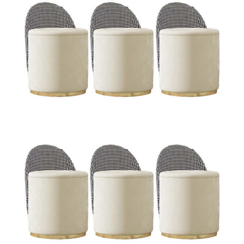 Glam Style Velvet Dining Armless Chair Metal Dining Chairs for Home Use Off-White 6 Piece Set Clearhalo 'Dining Chairs' 'Dining Tables & Seating' 'dining_chair' 'furn' 'furn_dining_chair' 'Furniture' 'furniture_dining_chair' 'Kitchen & Dining Furniture' 4942119