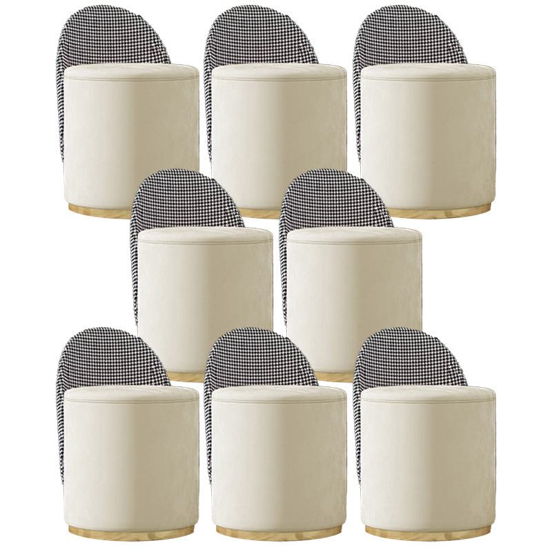 Glam Style Velvet Dining Armless Chair Metal Dining Chairs for Home Use Off-White 8 Piece Set Clearhalo 'Dining Chairs' 'Dining Tables & Seating' 'dining_chair' 'furn' 'furn_dining_chair' 'Furniture' 'furniture_dining_chair' 'Kitchen & Dining Furniture' 4942120