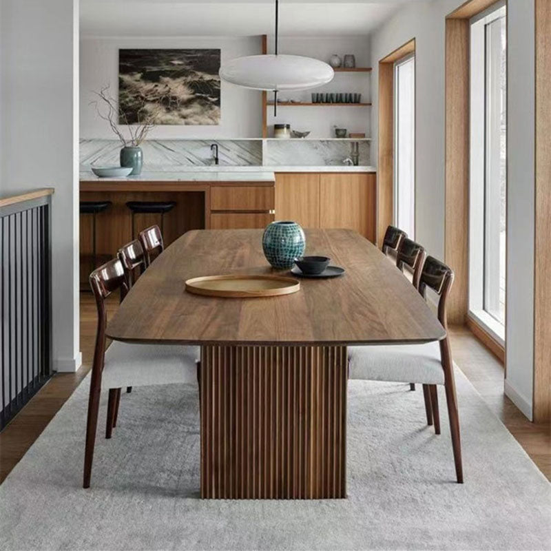 Solid Wood Modern Dining Table Rectangle Kitchen Furniture with Double Pedestal Base 70.9"L x 31.5"W x 29.5"H Without Chairs Clearhalo 'Dining Tables & Seating' 'Dining Tables' 'dining_table' 'furn' 'furn_dining_table' 'Furniture' 'furniture_dining_table' 'Kitchen & Dining Furniture' 'kitchen' 'kitchen_dining_table' 4942123