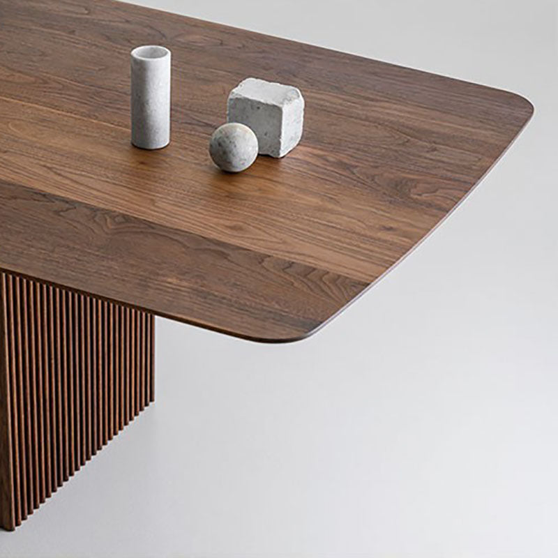 Solid Wood Modern Dining Table Rectangle Kitchen Furniture with Double Pedestal Base Clearhalo 'Dining Tables & Seating' 'Dining Tables' 'dining_table' 'furn' 'furn_dining_table' 'Furniture' 'furniture_dining_table' 'Kitchen & Dining Furniture' 'kitchen' 'kitchen_dining_table' 4942127