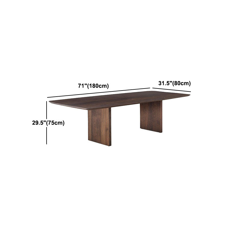 Solid Wood Modern Dining Table Rectangle Kitchen Furniture with Double Pedestal Base Clearhalo 'Dining Tables & Seating' 'Dining Tables' 'dining_table' 'furn' 'furn_dining_table' 'Furniture' 'furniture_dining_table' 'Kitchen & Dining Furniture' 'kitchen' 'kitchen_dining_table' 4942134