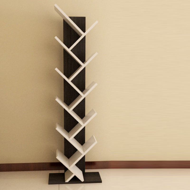 Contemporary Wood Bookcase Closed Back Bookshelf for Home Office Black White 18.9"L x 7.9"W x 62.2"H Clearhalo 'Bookcases' 'Furniture' 'furniture_bookcases' 'Office Furniture' 4945670