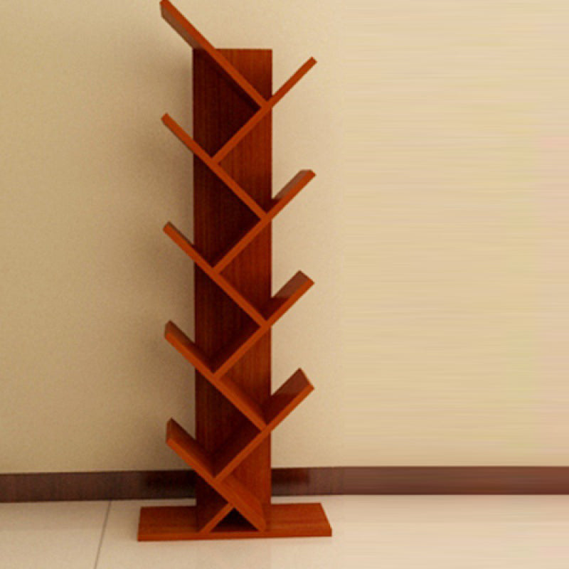 Contemporary Wood Bookcase Closed Back Bookshelf for Home Office Red Brown 18.9"L x 7.9"W x 53.1"H Clearhalo 'Bookcases' 'Furniture' 'furniture_bookcases' 'Office Furniture' 4945672