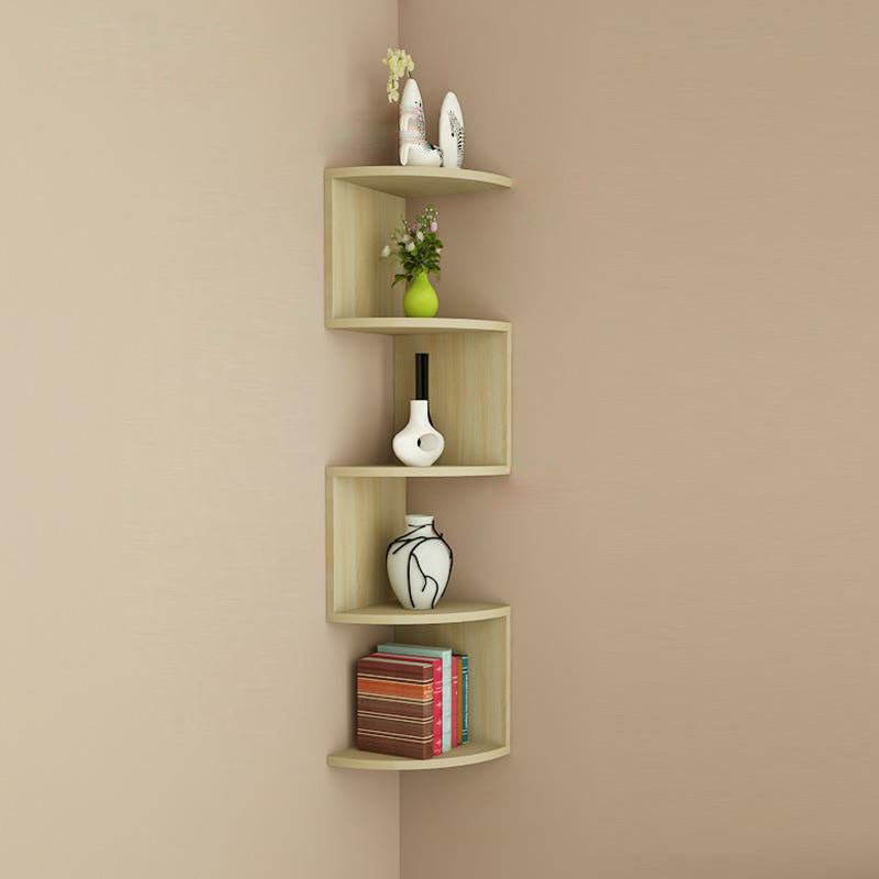 Contemporary Wall Mounted Bookcase Engineered Wood Bookshelf Natural 10.2"L x 10.2"W x 40.7"H Clearhalo 'Bookcases' 'Furniture' 'furniture_bookcases' 'Office Furniture' 4945751