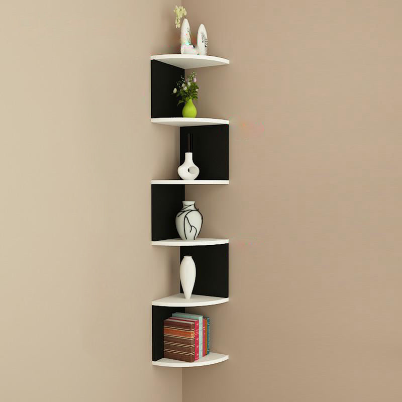 Contemporary Wall Mounted Bookcase Engineered Wood Bookshelf Black White 10.2"L x 10.2"W x 50.8"H Clearhalo 'Bookcases' 'Furniture' 'furniture_bookcases' 'Office Furniture' 4945755