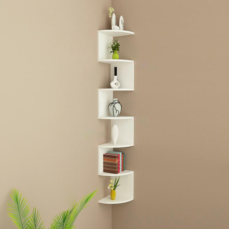 Contemporary Wall Mounted Bookcase Engineered Wood Bookshelf White 10.2"L x 10.2"W x 60.8"H Clearhalo 'Bookcases' 'Furniture' 'furniture_bookcases' 'Office Furniture' 4945756