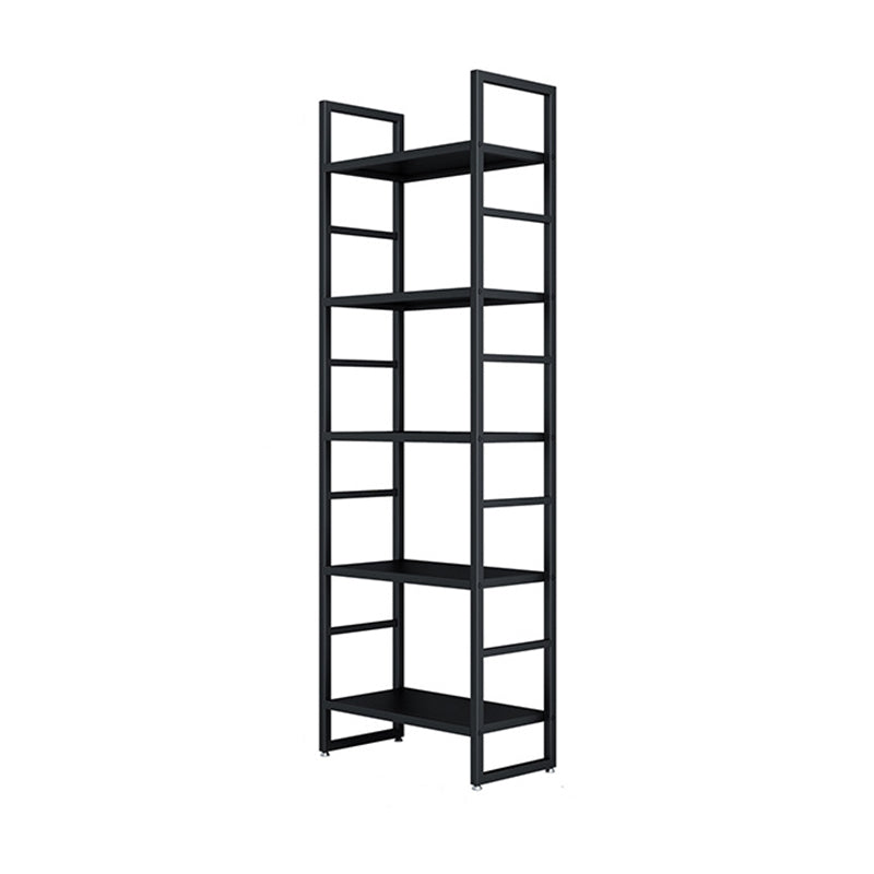 3/4/5-Shelf Iron Etagere Bookshelf Black and White Vertical Bookcase for Living Room 23.6"L x 11.8"W x 70.9"H Black Clearhalo 'Bookcases' 'furn' 'furn_bookcases' 'Furniture' 'furniture_bookcases' 'Office Furniture' 4945817