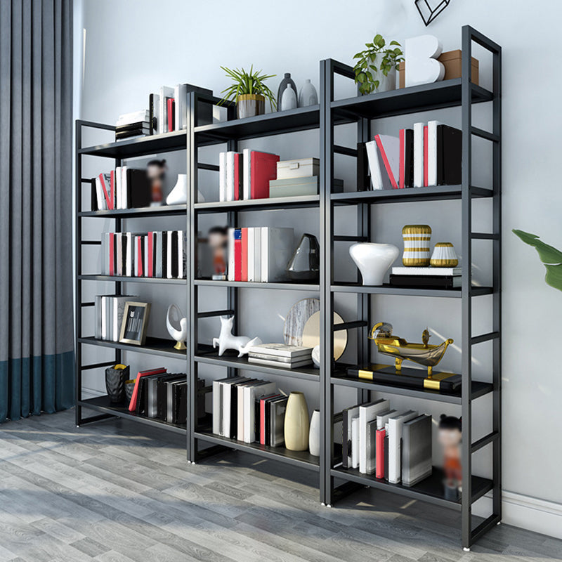 3/4/5-Shelf Iron Etagere Bookshelf Black and White Vertical Bookcase for Living Room Clearhalo 'Bookcases' 'furn' 'furn_bookcases' 'Furniture' 'furniture_bookcases' 'Office Furniture' 4945828