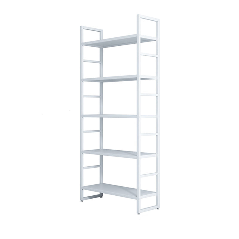 3/4/5-Shelf Iron Etagere Bookshelf Black and White Vertical Bookcase for Living Room 31.5"L x 11.8"W x 70.9"H White Clearhalo 'Bookcases' 'furn' 'furn_bookcases' 'Furniture' 'furniture_bookcases' 'Office Furniture' 4945829