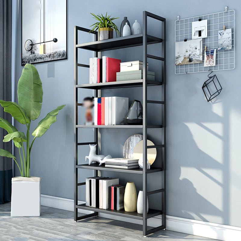 3/4/5-Shelf Iron Etagere Bookshelf Black and White Vertical Bookcase for Living Room Clearhalo 'Bookcases' 'furn' 'furn_bookcases' 'Furniture' 'furniture_bookcases' 'Office Furniture' 4945832