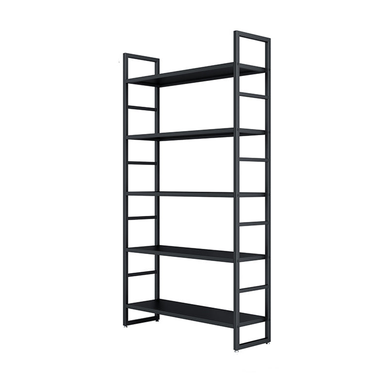 3/4/5-Shelf Iron Etagere Bookshelf Black and White Vertical Bookcase for Living Room 39.4"L x 11.8"W x 70.9"H Black Clearhalo 'Bookcases' 'furn' 'furn_bookcases' 'Furniture' 'furniture_bookcases' 'Office Furniture' 4945835