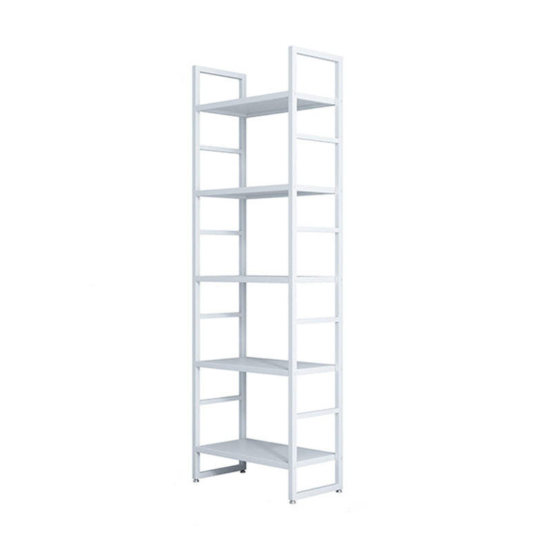 3/4/5-Shelf Iron Etagere Bookshelf Black and White Vertical Bookcase for Living Room 23.6"L x 11.8"W x 70.9"H White Clearhalo 'Bookcases' 'furn' 'furn_bookcases' 'Furniture' 'furniture_bookcases' 'Office Furniture' 4945838