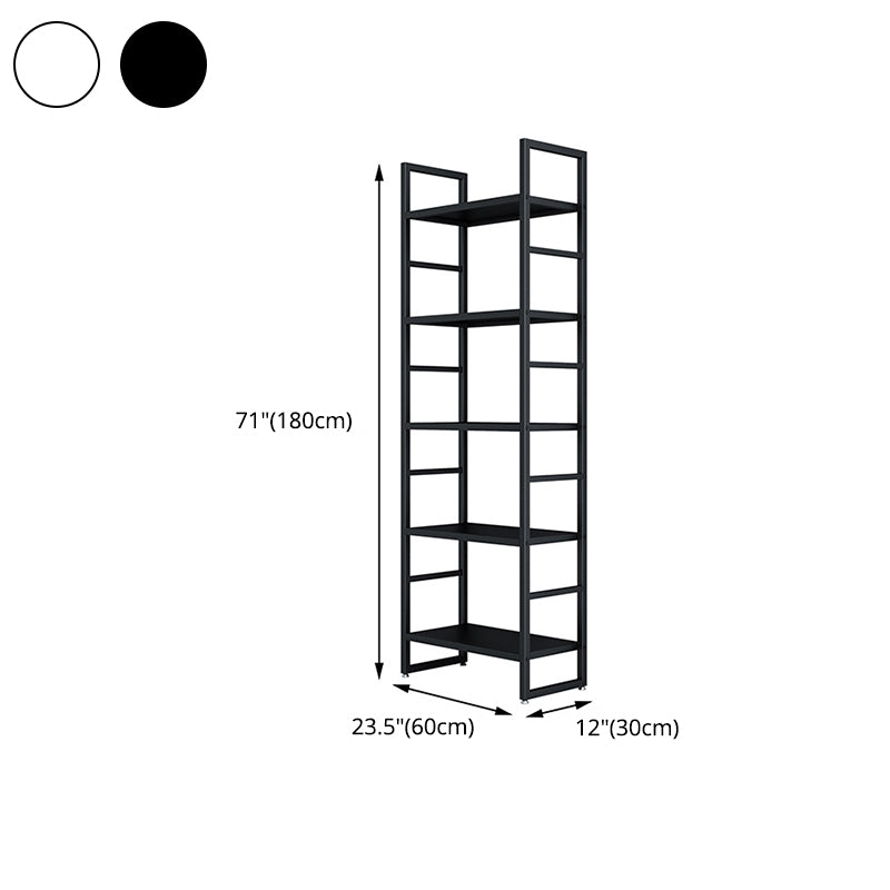 3/4/5-Shelf Iron Etagere Bookshelf Black and White Vertical Bookcase for Living Room Clearhalo 'Bookcases' 'furn' 'furn_bookcases' 'Furniture' 'furniture_bookcases' 'Office Furniture' 4945853