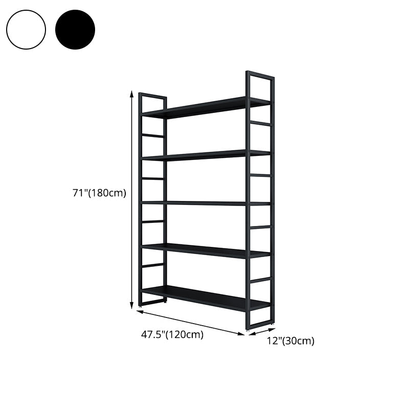 3/4/5-Shelf Iron Etagere Bookshelf Black and White Vertical Bookcase for Living Room Clearhalo 'Bookcases' 'furn' 'furn_bookcases' 'Furniture' 'furniture_bookcases' 'Office Furniture' 4945856