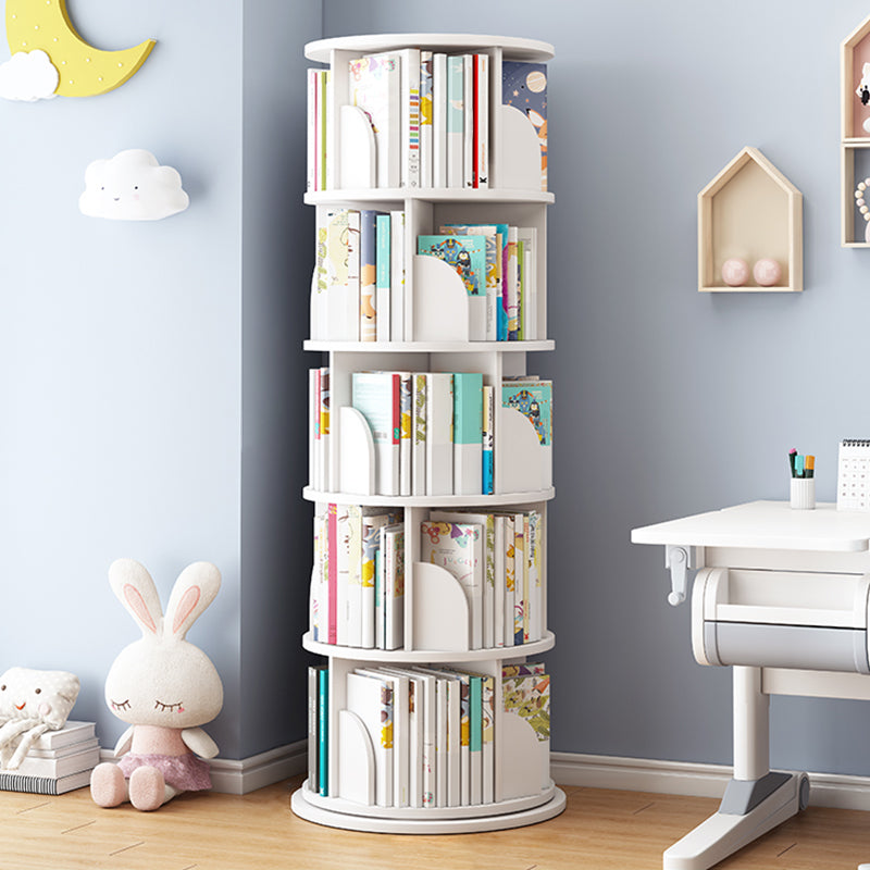 Wood Geometric Bookcase Contemporary Closed Back Book Shelf for Home Office 15.7"L x 15.7"W x 63"H White Clearhalo 'Bookcases' 'furn' 'furn_bookcases' 'Furniture' 'furniture_bookcases' 'Office Furniture' 4945902