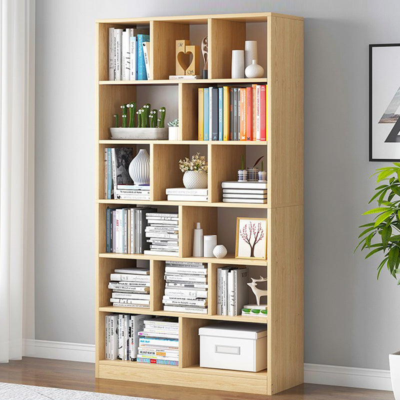 Modern Vertical Standard Bookcase Manufactured Wood Bookshelf for Home Natural 31.5"L x 9.4"W x 70.5"H Clearhalo 'Bookcases' 'Furniture' 'furniture_bookcases' 'Office Furniture' 4945914