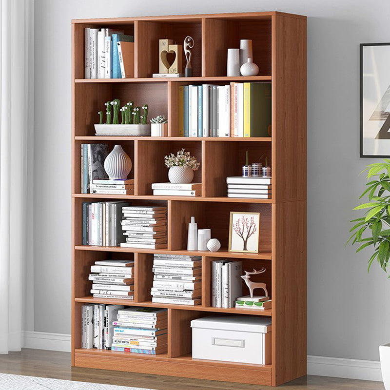 Modern Vertical Standard Bookcase Manufactured Wood Bookshelf for Home Red Brown 39.4"L x 9.4"W x 70.5"H Clearhalo 'Bookcases' 'Furniture' 'furniture_bookcases' 'Office Furniture' 4945918