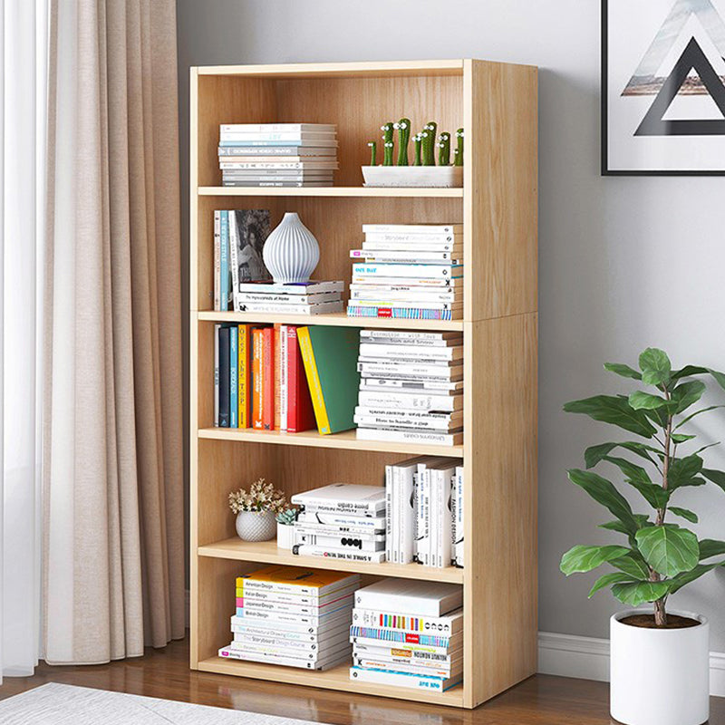 Modern Vertical Standard Bookcase Manufactured Wood Bookshelf for Home Natural 23.6"L x 9.4"W x 52"H Clearhalo 'Bookcases' 'Furniture' 'furniture_bookcases' 'Office Furniture' 4945924