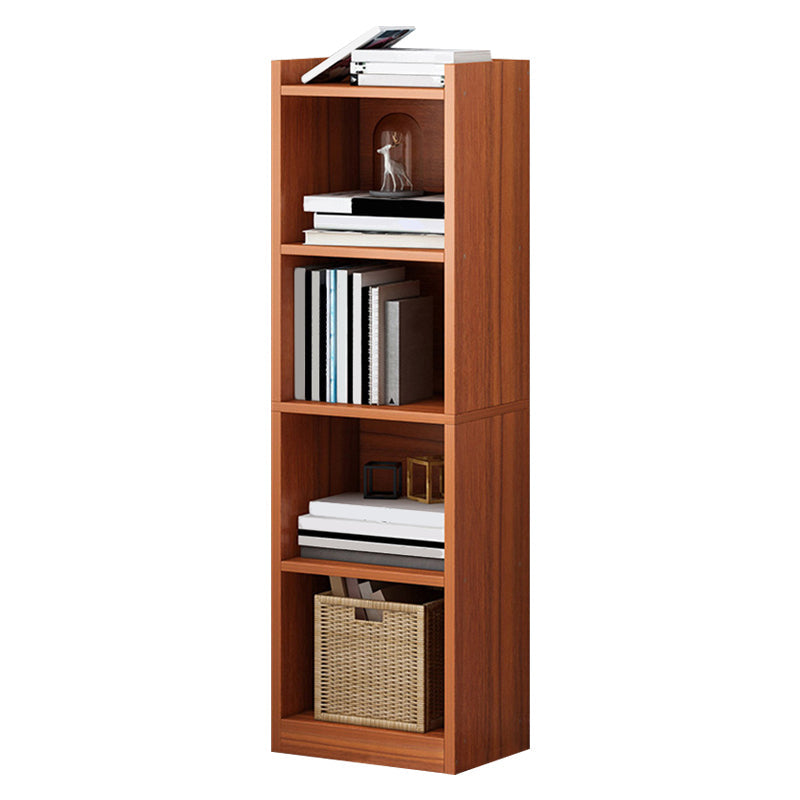 Modern Vertical Standard Bookshelf Manufactured Wood Bookcase for Living Room 13"L x 9.4"W x 48.8"H Red Brown Clearhalo 'Bookcases' 'furn' 'furn_bookcases' 'Furniture' 'furniture_bookcases' 'Office Furniture' 4946074
