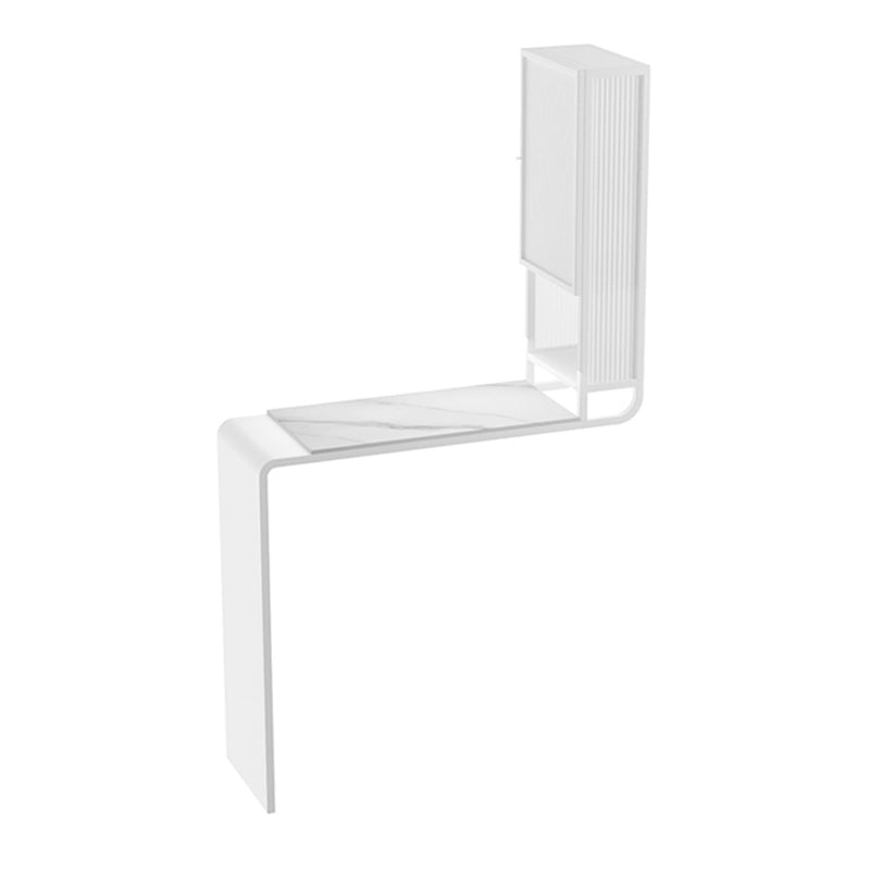 Stone Bar Dining Table Modern Bar Table with Pedestal and Glass Cabinet for Dining Room White Without Chairs Clearhalo 'Bar Furniture' 'Bar Tables' 'bar_tables' 'furn' 'furn_bar_tables' 'Furniture' 'furniture_bar_tables' 'Kitchen & Dining Furniture' 4946184