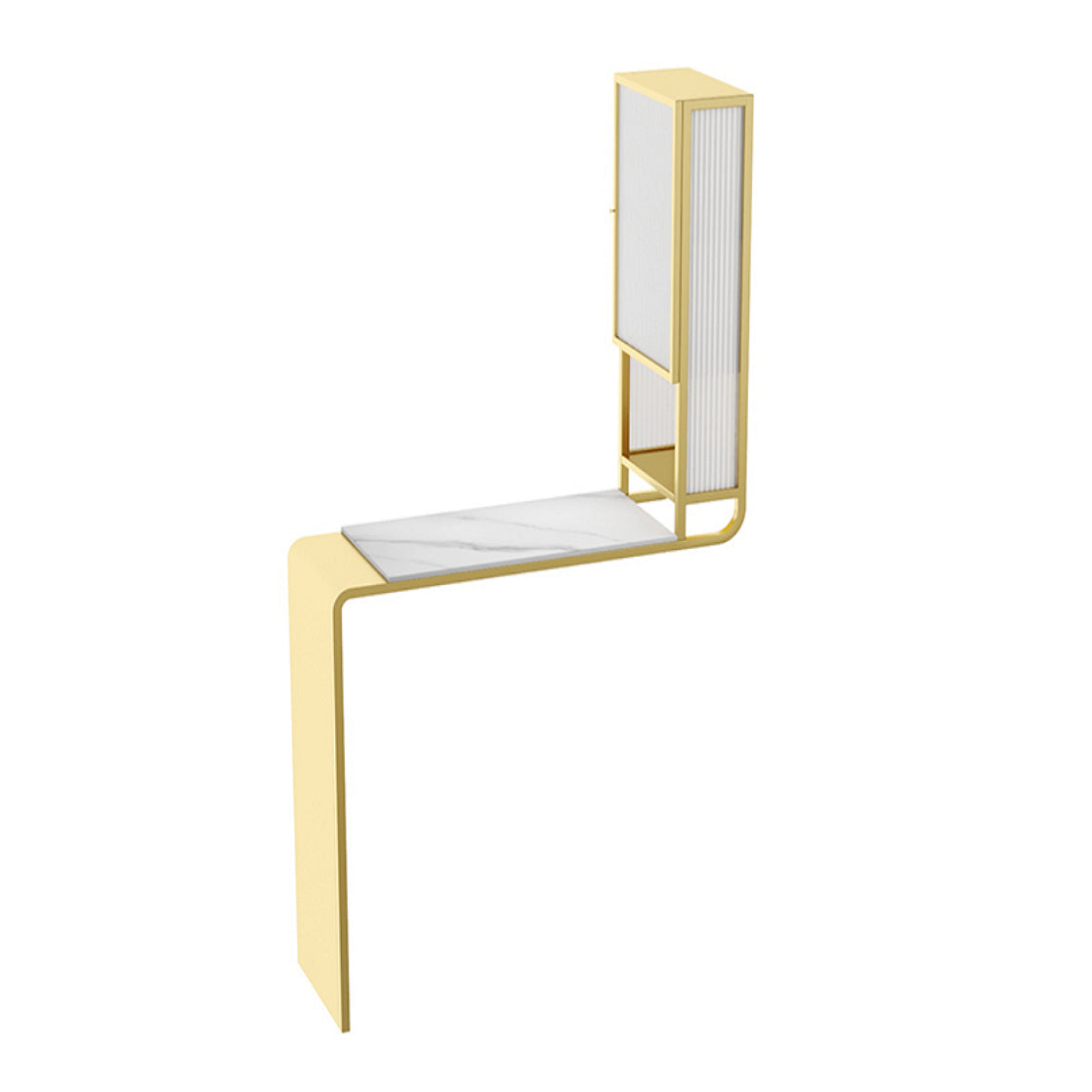 Stone Bar Dining Table Modern Bar Table with Pedestal and Glass Cabinet for Dining Room Gold Without Chairs Clearhalo 'Bar Furniture' 'Bar Tables' 'bar_tables' 'furn' 'furn_bar_tables' 'Furniture' 'furniture_bar_tables' 'Kitchen & Dining Furniture' 4946187