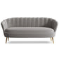 Glam Living Room Velvet Sofa Sewn Pillow Back Settee with Brass Legs Grey Clearhalo 'Furniture' 'furniture_sofas' 'Living Room Furniture' 'Sofa' 'sofas' 4946229