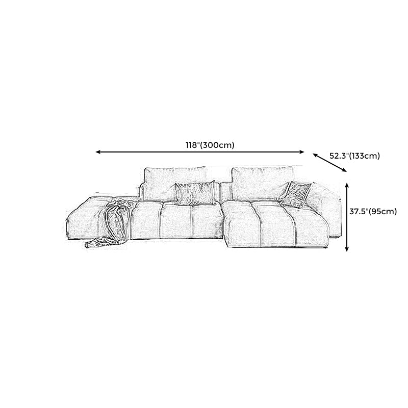 Nordic Cream Square Arm Sofa Faux Leather Cushion Back Sectional for Living Room Clearhalo 'furn' 'furn_sectionals' 'Furniture' 'furniture_sectionals' 'Living Room Furniture' 'Sectionals' 4946259
