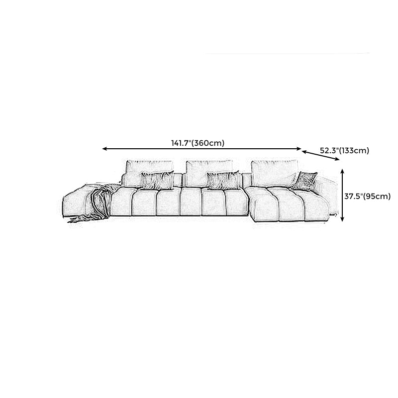 Nordic Cream Square Arm Sofa Faux Leather Cushion Back Sectional for Living Room Clearhalo 'furn' 'furn_sectionals' 'Furniture' 'furniture_sectionals' 'Living Room Furniture' 'Sectionals' 4946263