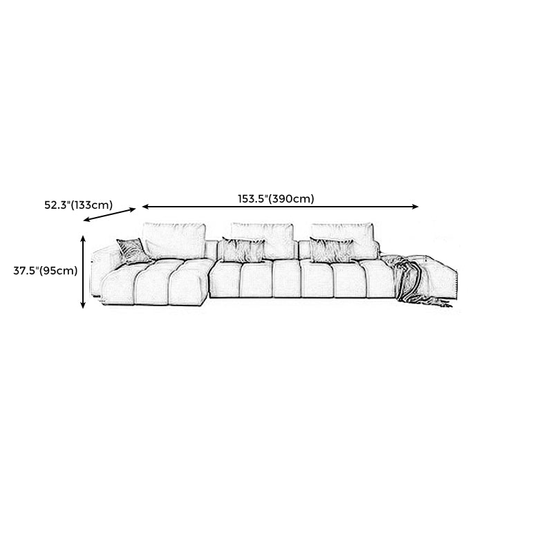 Nordic Cream Square Arm Sofa Faux Leather Cushion Back Sectional for Living Room Clearhalo 'furn' 'furn_sectionals' 'Furniture' 'furniture_sectionals' 'Living Room Furniture' 'Sectionals' 4946266