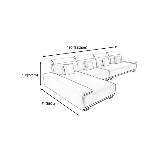 149.6"Lx70.8"Wx30.3"H Faux leather Sectional Cushion Back Sectional for Living Room Clearhalo 'furn' 'furn_sectionals' 'Furniture' 'furniture_sectionals' 'Living Room Furniture' 'Sectionals' 4946283
