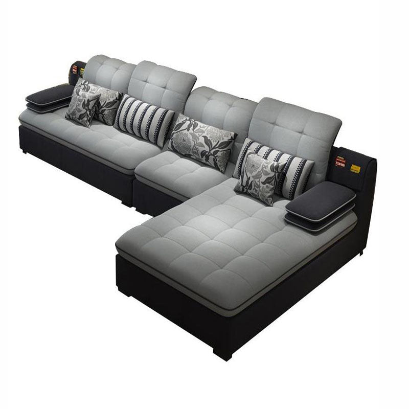 Pillow Top Arm Cushion Back Sectional L-Shape Sofa and Chaise for Four People Clearhalo 'furn' 'furn_sectionals' 'Furniture' 'furniture_sectionals' 'Living Room Furniture' 'Sectionals' 4946295