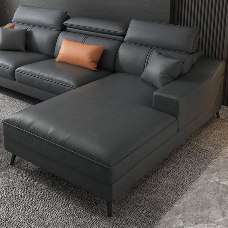 Modern Cushion Back Sectionals 35.43"H Modern Sloped Arm Sofa and Chaise Clearhalo 'furn' 'furn_sectionals' 'Furniture' 'furniture_sectionals' 'Living Room Furniture' 'Sectionals' 4946313