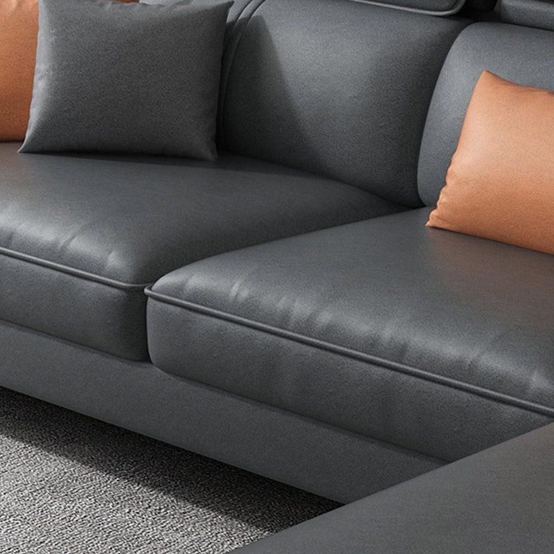 Modern Cushion Back Sectionals 35.43"H Modern Sloped Arm Sofa and Chaise Clearhalo 'furn' 'furn_sectionals' 'Furniture' 'furniture_sectionals' 'Living Room Furniture' 'Sectionals' 4946314