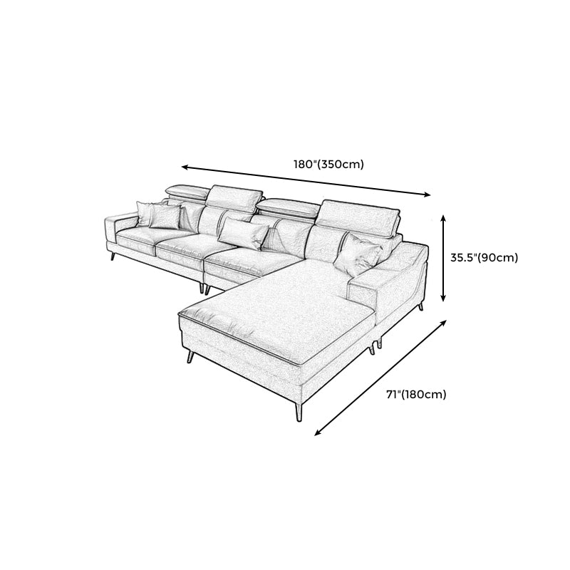 Modern Cushion Back Sectionals 35.43"H Modern Sloped Arm Sofa and Chaise Clearhalo 'furn' 'furn_sectionals' 'Furniture' 'furniture_sectionals' 'Living Room Furniture' 'Sectionals' 4946317