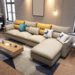 L-Shape High Back Sectional Slipcovered Straight Arm Sofa with Storage Beige Faux Leather Clearhalo 'furn' 'furn_sectionals' 'Furniture' 'furniture_sectionals' 'Living Room Furniture' 'Sectionals' 4946339