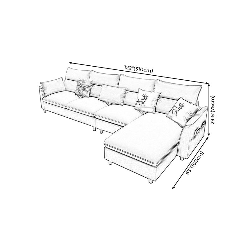 L-Shape High Back Sectional Slipcovered Straight Arm Sofa with Storage Clearhalo 'furn' 'furn_sectionals' 'Furniture' 'furniture_sectionals' 'Living Room Furniture' 'Sectionals' 4946355