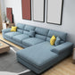 Scandinavian Blue L-Shape Pillow Top Arm Sectional Cushion Back Sofa and Chaise 126"L x 71"W x 37"H Linen Blend Latex Clearhalo 'furn' 'furn_sectionals' 'Furniture' 'furniture_sectionals' 'Living Room Furniture' 'Sectionals' 4946358