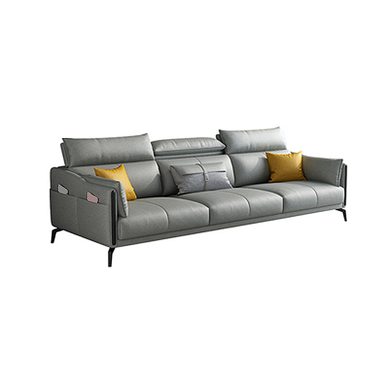 Grey Faux Leather Waterproof Sofa Stain-Resistant High Back Sectional 83"L x 35.5"W x 35.5"H Clearhalo 'furn' 'furn_sectionals' 'Furniture' 'furniture_sectionals' 'Living Room Furniture' 'Sectionals' 4946370