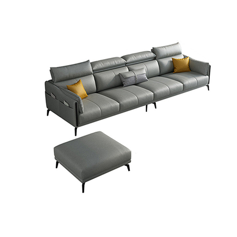 Grey Faux Leather Waterproof Sofa Stain-Resistant High Back Sectional 102"L x 63"W x 35"H Sponge Clearhalo 'furn' 'furn_sectionals' 'Furniture' 'furniture_sectionals' 'Living Room Furniture' 'Sectionals' 4946371